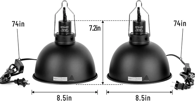 Alt view image 6 of 7 - 8.5-Inch Deep-Dome Reptile Heat Lamp Fixture (2 Pack) with Separate Switch & Hook Basking Light for Bearded Dragon, Snake & Lizard, Fits E26 Bulbs up to 150W