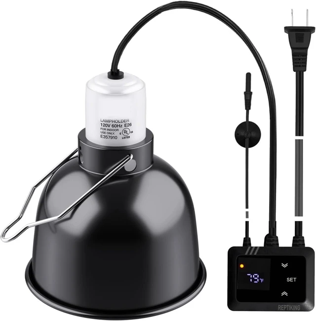 Main image of 5.5'' Reptile Light Fixture with PID Digital Dimming Thermostat & Ceramic Socket Temperature Control for Heat Lamp Bulb & Ceramic Heat Emitter