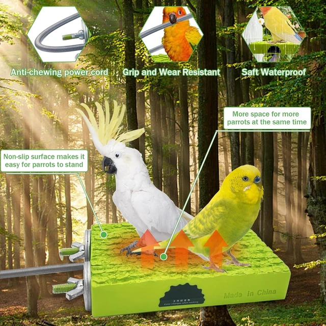 Alt view image 3 of 7 - 2-Pack Constant-Temperature Heated Bird Perch 12V 5W Bird Cage Warmer