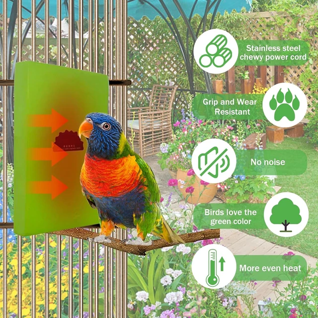 Alt view image 4 of 7 - 2-Pack Constant-Temperature Heated Bird Perch 12V 5W Bird Cage Warmer