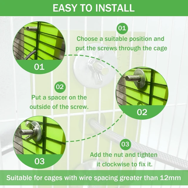 Alt view image 6 of 7 - 2-Pack Constant-Temperature Heated Bird Perch 12V 5W Bird Cage Warmer