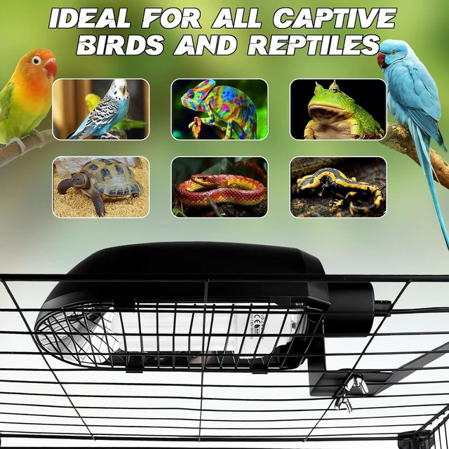 Alt view image 6 of 7 - Bird Cage Light Fixture Combo Kit with Adjustable Timer Lamp Hood with 2.4% UVB UVA 20W Compact Fluorescent Bulb for Captive Birds & Reptiles