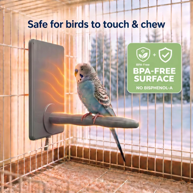 Alt view image 2 of 7 - 2-in-1 Heated Bird Perch & Warming Panel Bird Heater, Safety Listed, Gray