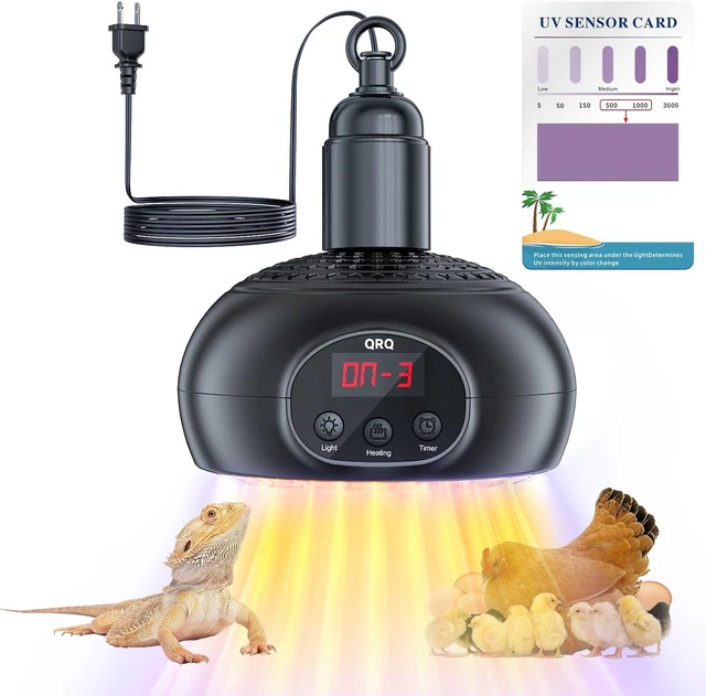 Main image of 200W-350W-500W Chicken Coop Heater with UVA UVB Dimmable Light & 3-6-9-12H Timer Outdoor Heater for Chicken House, Dog House, Greenhouse, Dogs, Cats, Reptiles & Birds