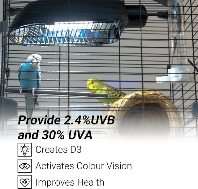Alt view image 3 of 7 - AvianSun Bird Cage Light Fixture Combo Kit Lamp Hood with 2.4% UVB UVA 20W Compact Fluorescent Bulb for Captive Birds