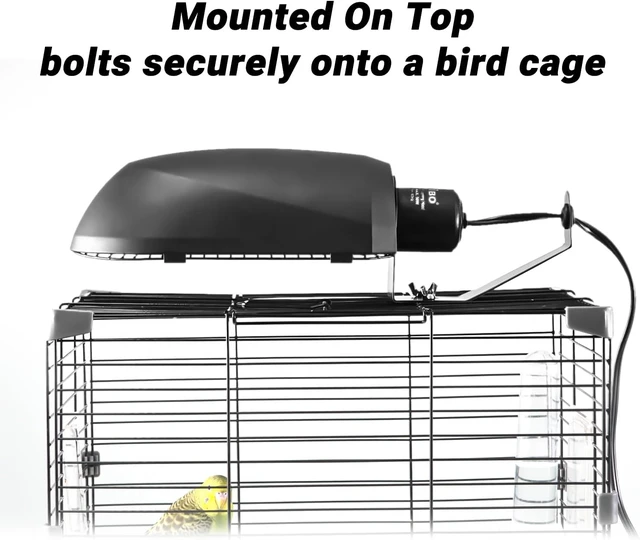 Alt view image 4 of 7 - AvianSun Bird Cage Light Fixture Combo Kit Lamp Hood with 2.4% UVB UVA 20W Compact Fluorescent Bulb for Captive Birds