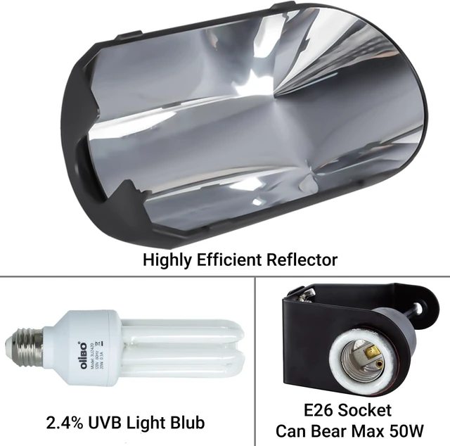 Alt view image 5 of 7 - AvianSun Bird Cage Light Fixture Combo Kit Lamp Hood with 2.4% UVB UVA 20W Compact Fluorescent Bulb for Captive Birds