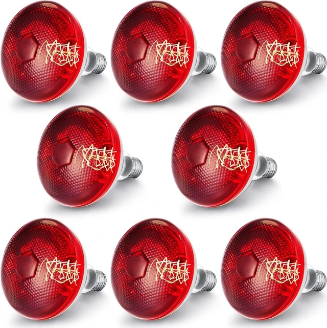 Main image of 8-Pack 150-Watt Red Infrared Heat Lamp Bulbs, 120 V
