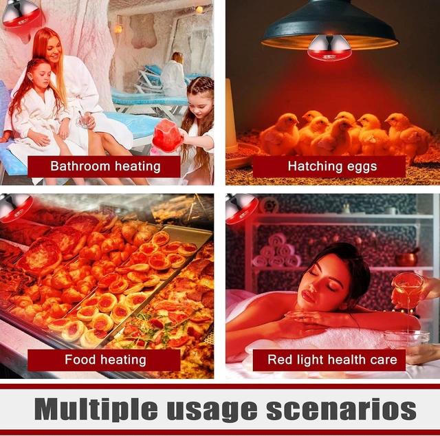 Alt view image 4 of 6 - 8-Pack 150-Watt Red Infrared Heat Lamp Bulbs, 120 V