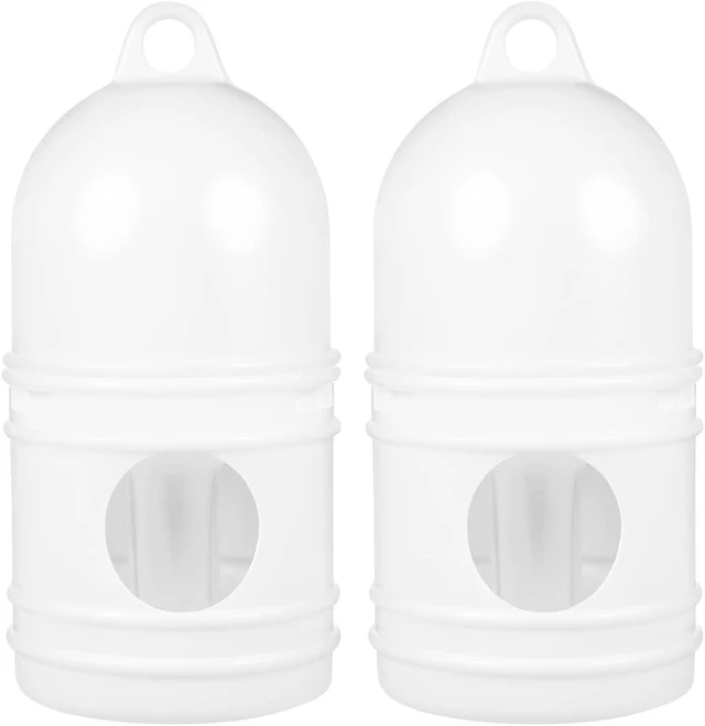 Main image of 2-Pack 9.45-Inch Pigeon Water Dispenser, Detachable Three-Hole Drinking & Automatic Food Outlet Lightweight White Bird Feeder for Pigeons & Parrots