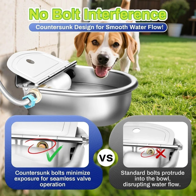 Alt view image 7 of 7 - 3L Stainless Steel Automatic Animal Water Bowl with Float Valve & Extended Pipe Self-Filling Farm Waterer for Livestock, Horses, Goats & Dogs