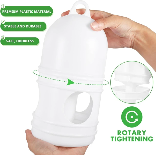 Alt view image 3 of 7 - 2-Pack 9.45-Inch Pigeon Water Dispenser, Detachable Three-Hole Drinking & Automatic Food Outlet Lightweight White Bird Feeder for Pigeons & Parrots