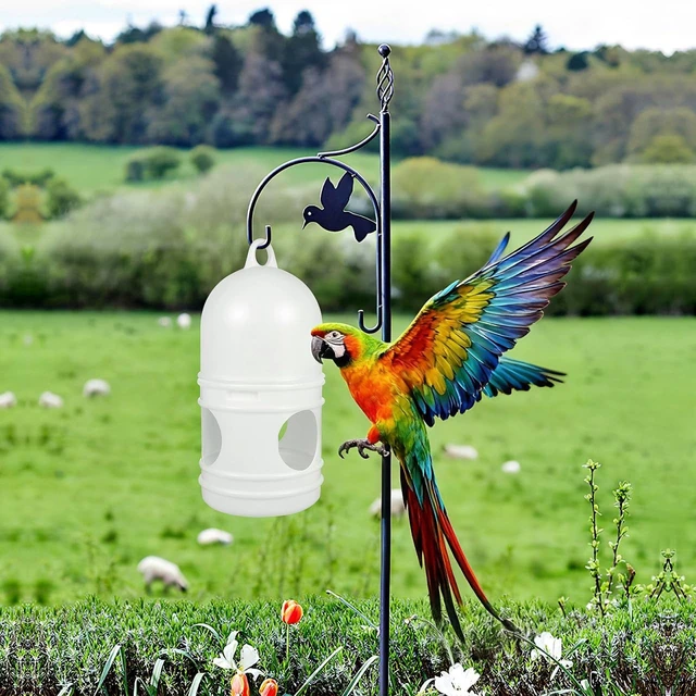 Alt view image 2 of 7 - 2-Pack 9.45-Inch Pigeon Water Dispenser, Detachable Three-Hole Drinking & Automatic Food Outlet Lightweight White Bird Feeder for Pigeons & Parrots