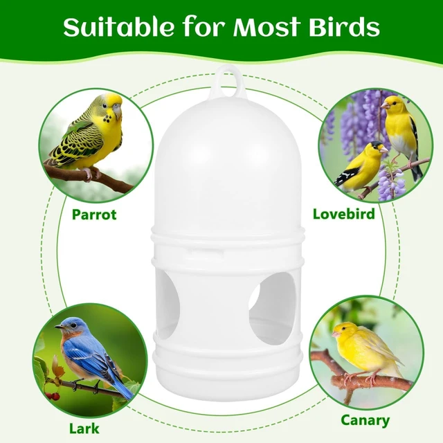 Alt view image 6 of 7 - 2-Pack 9.45-Inch Pigeon Water Dispenser, Detachable Three-Hole Drinking & Automatic Food Outlet Lightweight White Bird Feeder for Pigeons & Parrots