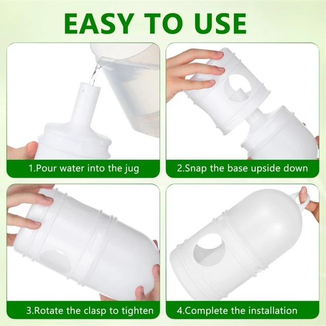 Alt view image 7 of 7 - 2-Pack 9.45-Inch Pigeon Water Dispenser, Detachable Three-Hole Drinking & Automatic Food Outlet Lightweight White Bird Feeder for Pigeons & Parrots