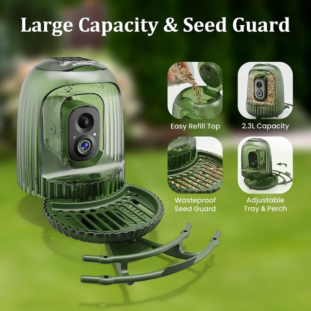 Alt view image 2 of 7 - Solar-Powered Smart Bird Feeder Camera with 2.5K Auto Capture