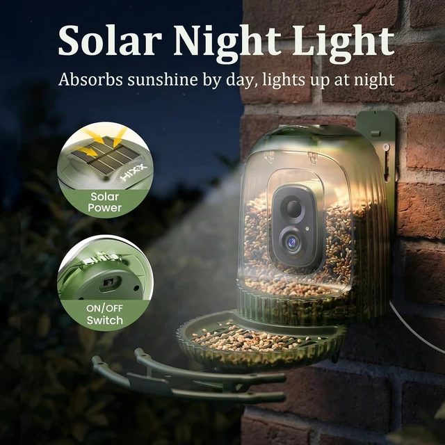 Alt view image 3 of 7 - Solar-Powered Smart Bird Feeder Camera with 2.5K Auto Capture