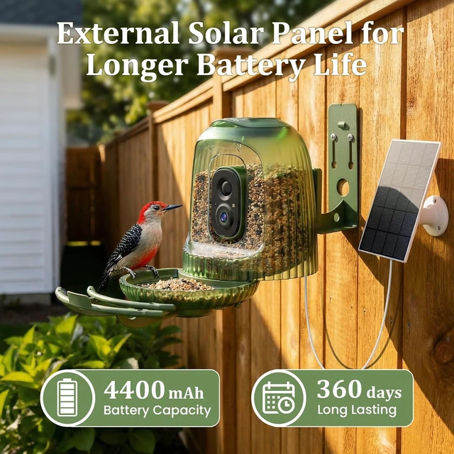 Alt view image 5 of 7 - Solar-Powered Smart Bird Feeder Camera with 2.5K Auto Capture