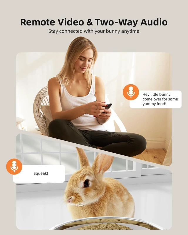 Alt view image 3 of 7 - Hanging Automatic Rabbit Feeder with 1080P Camera for Cages