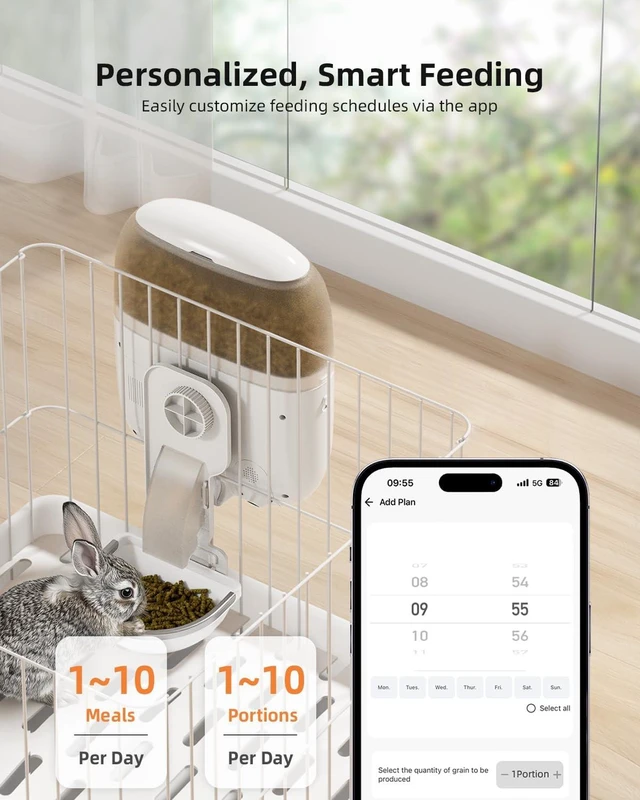 Alt view image 2 of 7 - Hanging Automatic Rabbit Feeder with 1080P Camera for Cages