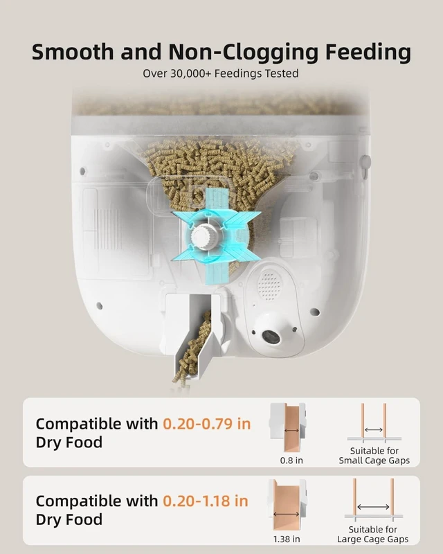 Alt view image 6 of 7 - Hanging Automatic Rabbit Feeder with 1080P Camera for Cages