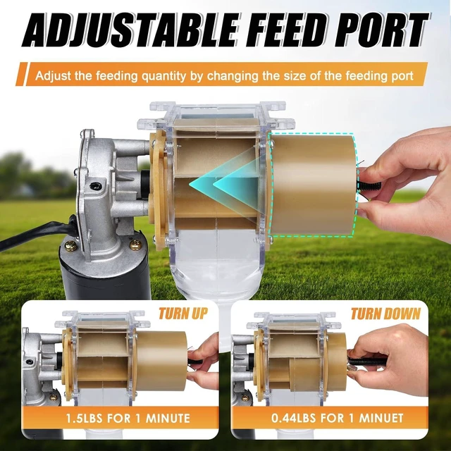 Alt view image 5 of 7 - Timed Automatic Chicken Feeder with 16 Timer Groups & Quantitative Poultry Feeding Auto Gravity Food Dispenser for Chicken, Rooster, Dog, Duck, Cat & Bird Coop