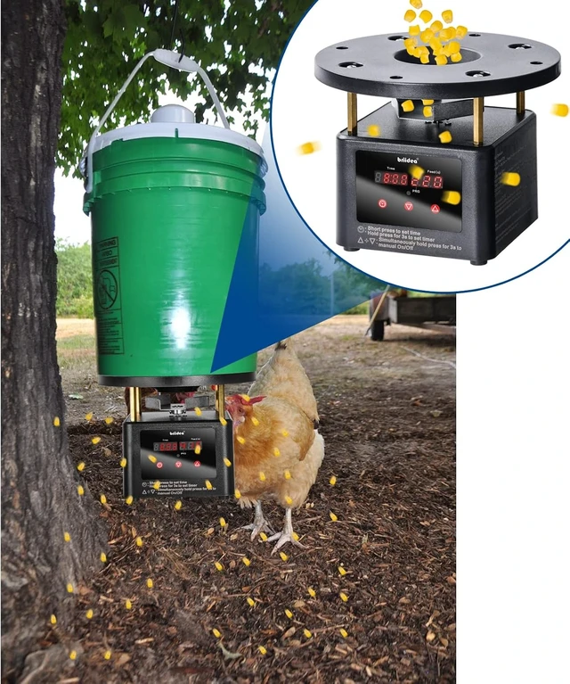 Alt view image 6 of 7 - Automatic Poultry Feeder Motor & Timer Kit with Metal Spin Plate & Adjustable Mount Ideal for Chickens, Ducks & Geese