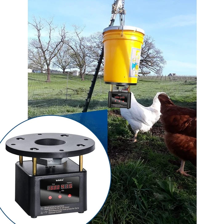 Alt view image 7 of 7 - Automatic Poultry Feeder Motor & Timer Kit with Metal Spin Plate & Adjustable Mount Ideal for Chickens, Ducks & Geese
