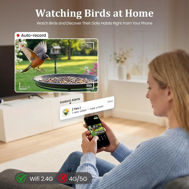 Alt view image 2 of 7 - 2.4G Smart Bird Camera Only Live Bird Watching for Feeder, Bath & House