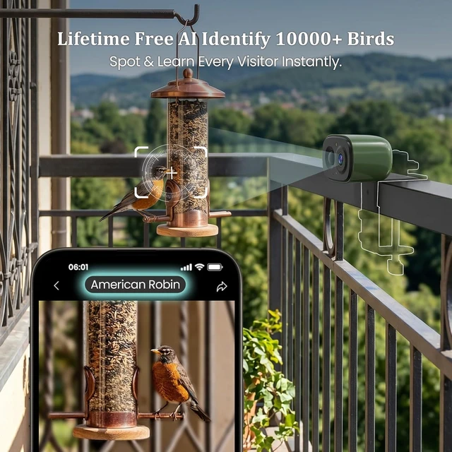 Alt view image 3 of 7 - 2.4G Smart Bird Camera Only Live Bird Watching for Feeder, Bath & House