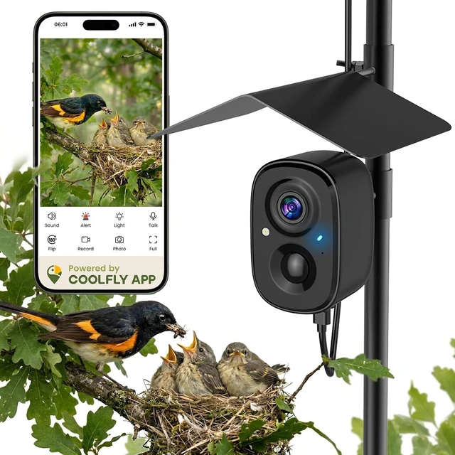 Main image of Solar-Powered Smart Bird Camera with Pole for Feeder & Bath Birdwatching