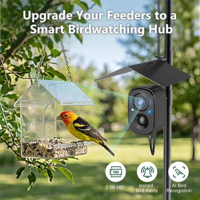 Alt view image 2 of 7 - Solar-Powered Smart Bird Camera with Pole for Feeder & Bath Birdwatching