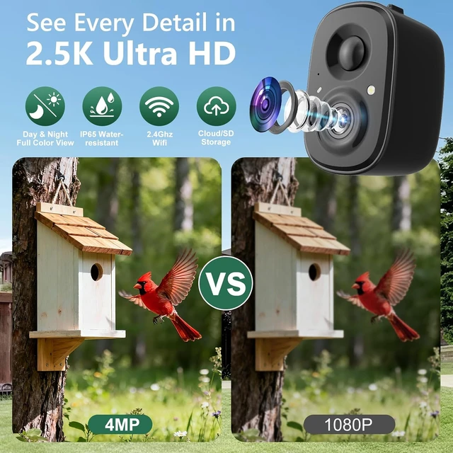 Alt view image 4 of 7 - Solar-Powered Smart Bird Camera with Pole for Feeder & Bath Birdwatching