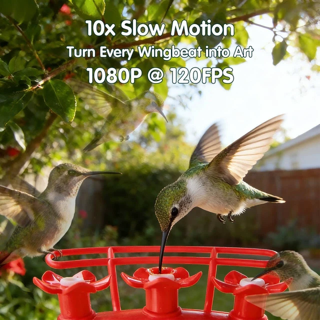 Alt view image 3 of 7 - 4K Solar-Powered Hummingbird Feeder Camera, No Subscription