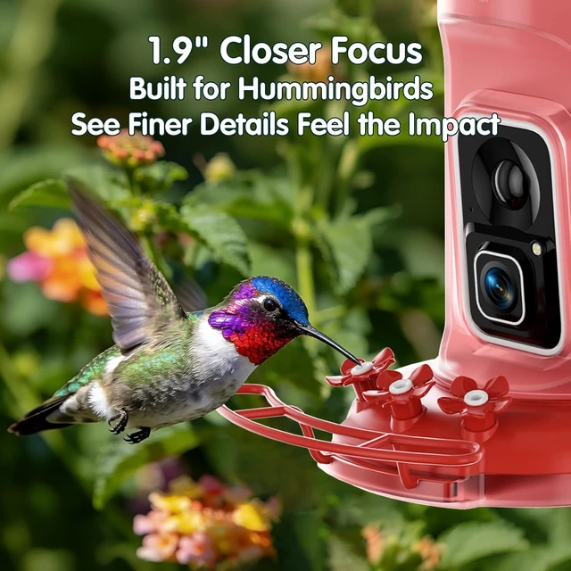 Alt view image 4 of 7 - 4K Solar-Powered Hummingbird Feeder Camera, No Subscription