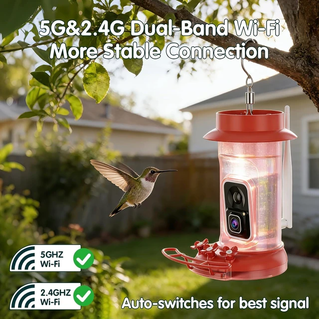 Alt view image 6 of 7 - 4K Solar-Powered Hummingbird Feeder Camera, No Subscription