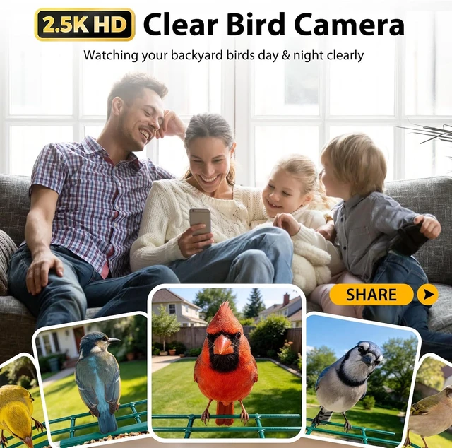 Alt view image 2 of 7 - 2.5K HD Smart Bird Feeder Camera & Outdoor Birdhouse, Green