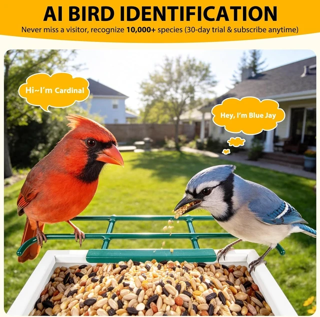 Alt view image 3 of 7 - 2.5K HD Smart Bird Feeder Camera & Outdoor Birdhouse, Green