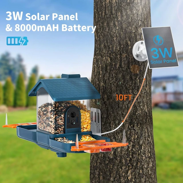 Alt view image 4 of 7 - Smart Solar Bird Feeder with Camera & Outdoor Bird Bath