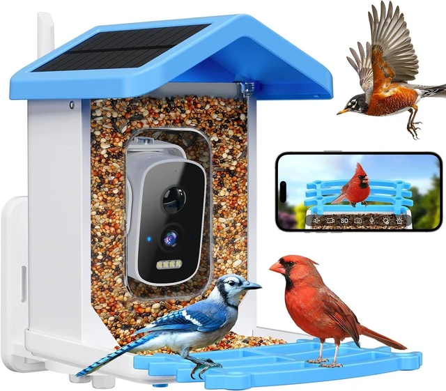 Main image of 2.5K HD Smart Solar Bird Feeder Camera with AI Bird Species ID Bird House with Camera for Garden, Ideal Gift for Bird Lovers, Blue