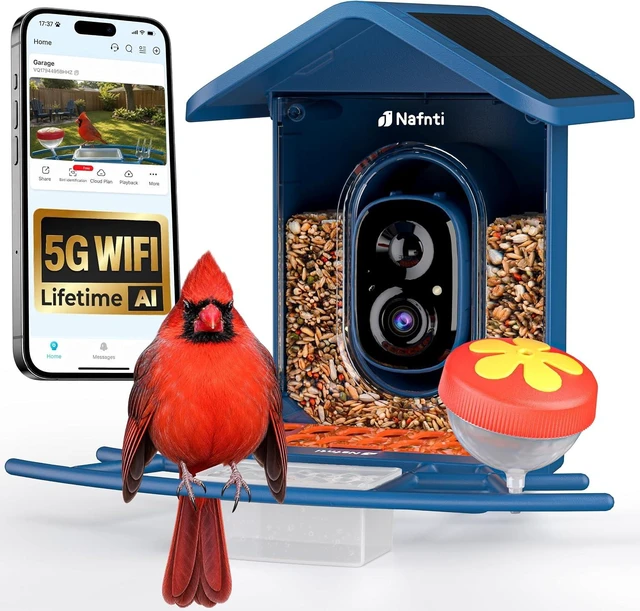 Main image of 5GHz Solar-Powered Smart Bird Feeder Camera, No Subscription