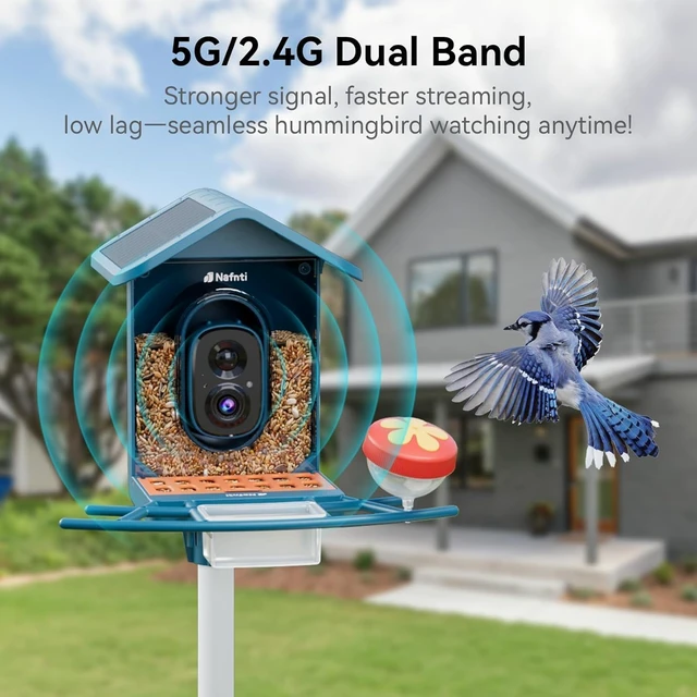 Alt view image 2 of 4 - 5GHz Solar-Powered Smart Bird Feeder Camera, No Subscription