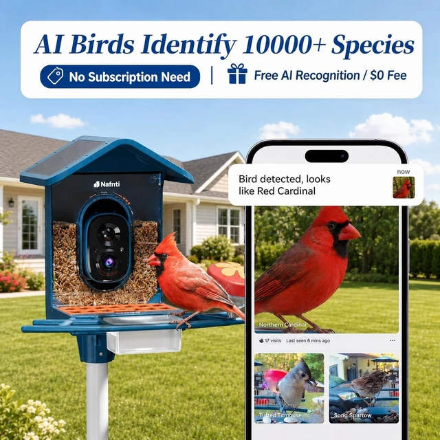 Alt view image 4 of 4 - 5GHz Solar-Powered Smart Bird Feeder Camera, No Subscription