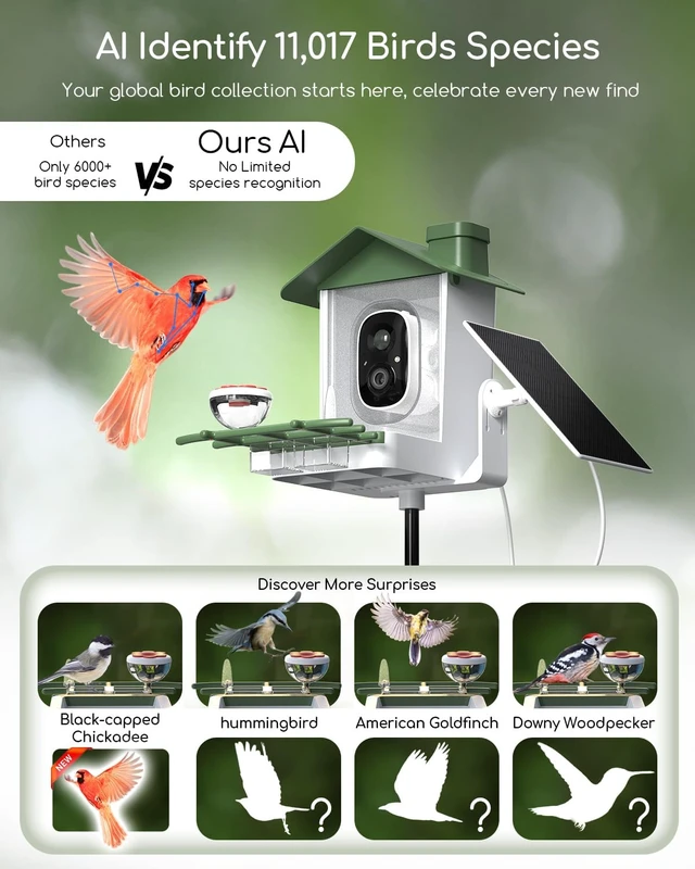 Alt view image 3 of 7 - 5MP Smart Bird Feeder Camera with 30% Faster Solar Charging