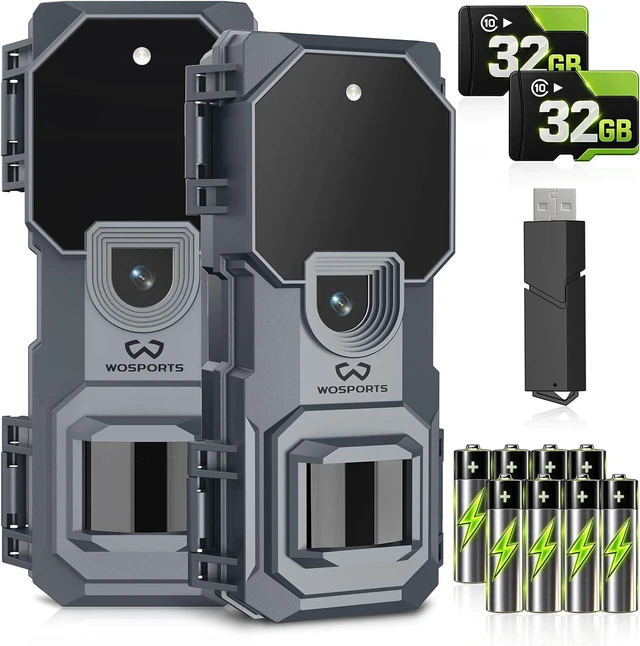 Main image of 2-Pack Mini 1080P 32MP Trail Camera with 32GB SD Card, Night Vision & Motion Activation Waterproof Wildlife Game Camera with 4AA Batteries & Card Reader