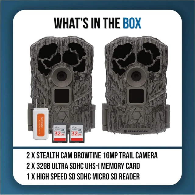Alt view image 6 of 6 - Durable Browtine 16MP Trail Camera Bundle