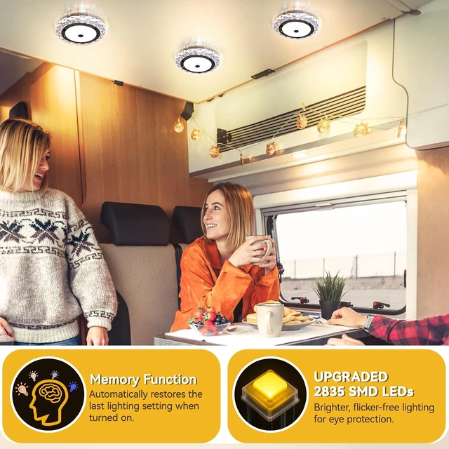 Alt view image 4 of 7 - 12V RV Interior LED Ceiling Dome Light with Dimmer