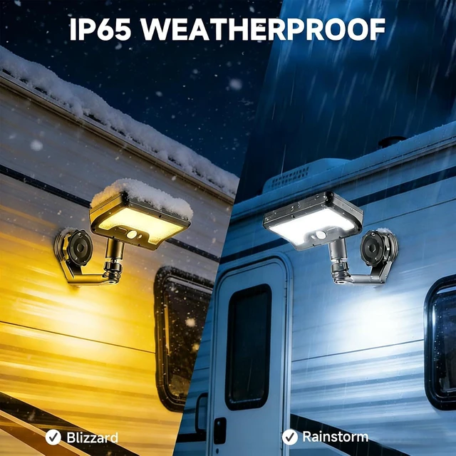 Alt view image 2 of 6 - 2-Pack Magnetic Solar RV Lights with Motion Sensor & Remote Outdoor