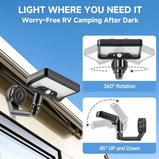 Alt view image 3 of 6 - 2-Pack Magnetic Solar RV Lights with Motion Sensor & Remote Outdoor