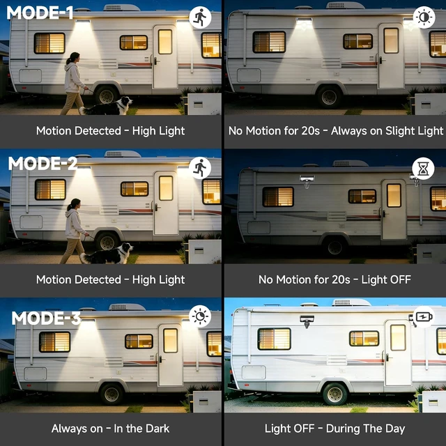 Alt view image 6 of 6 - 2-Pack Magnetic Solar RV Lights with Motion Sensor & Remote Outdoor